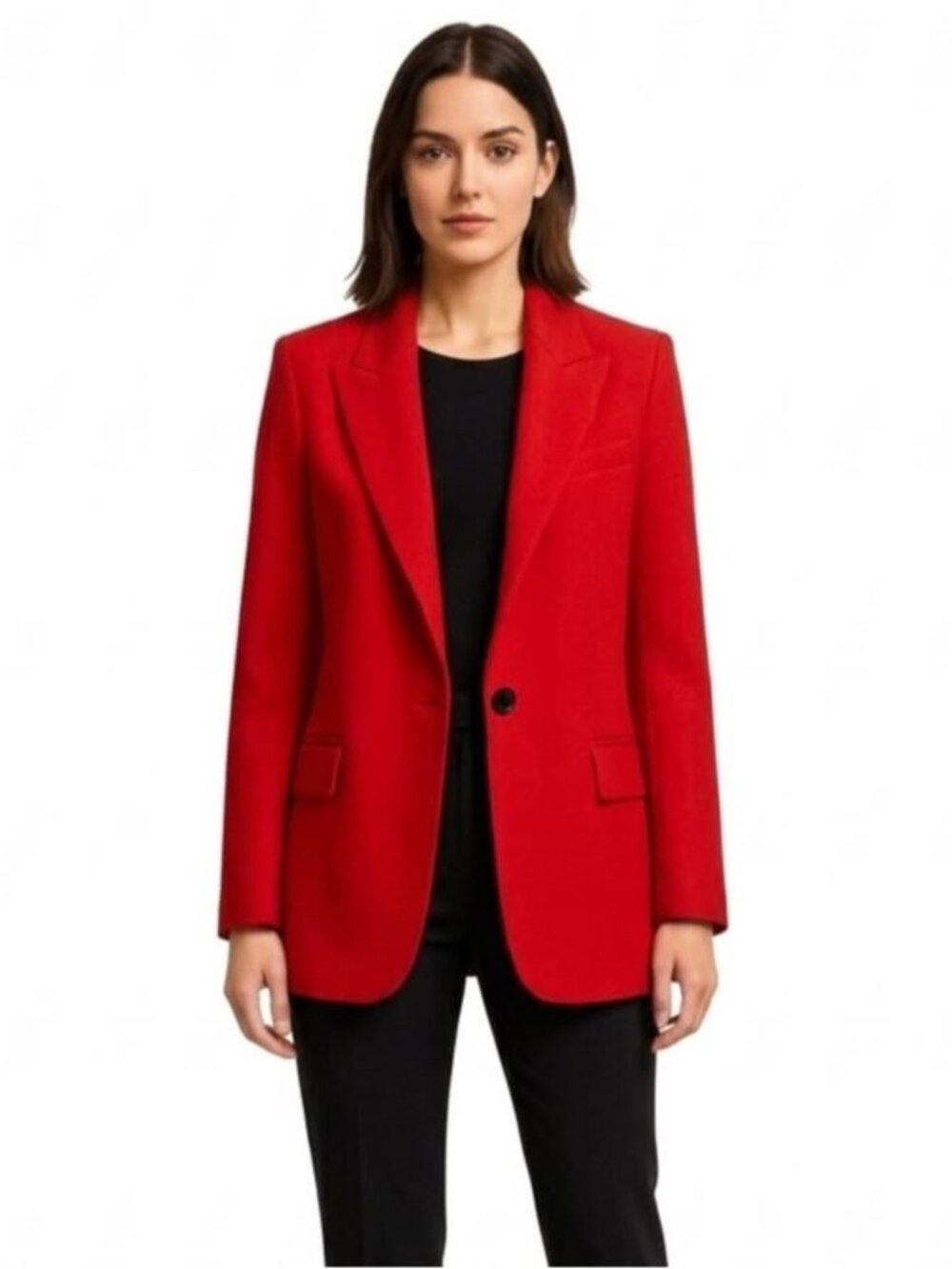Zara Dark Red Single Breasted Blazer